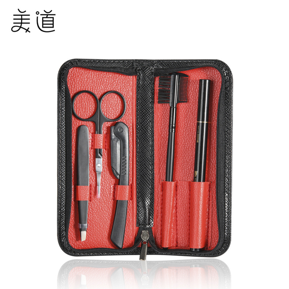 Direct supply black eyebrow suit eyebrow pencil eyebrow scissors eyebrow comb full assembly beauty makeup suit eyebrow shaving thrush tool suit