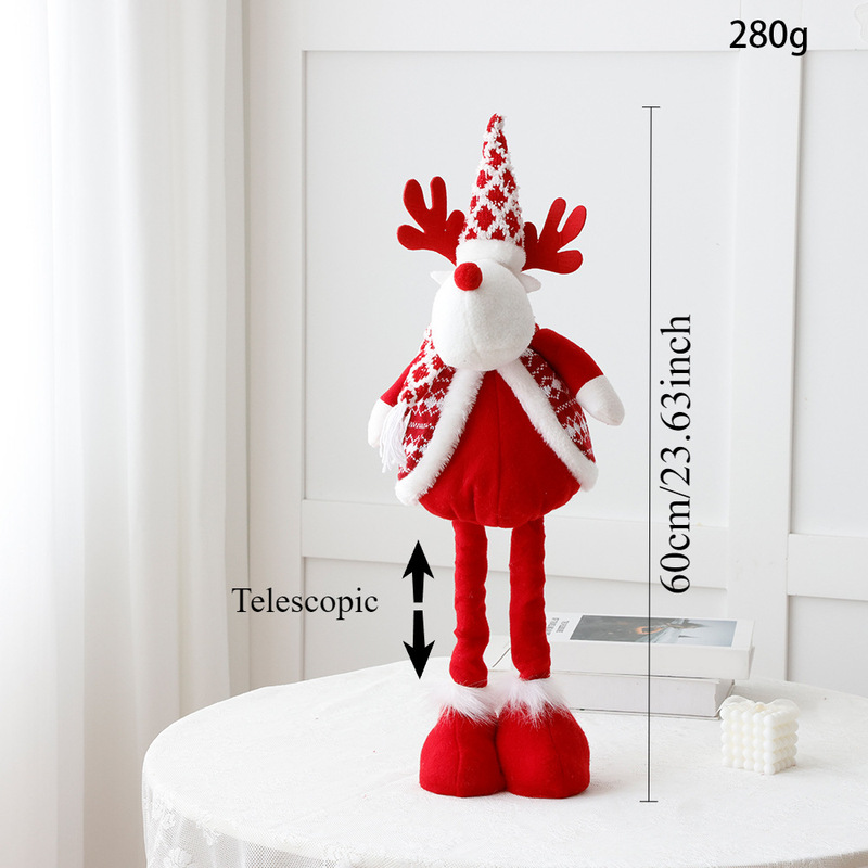 クリスマス装飾品の新しい赤いサンタクロース雪だるまヘラジカ公仔伸縮可能な人形の家庭装飾品|undefined