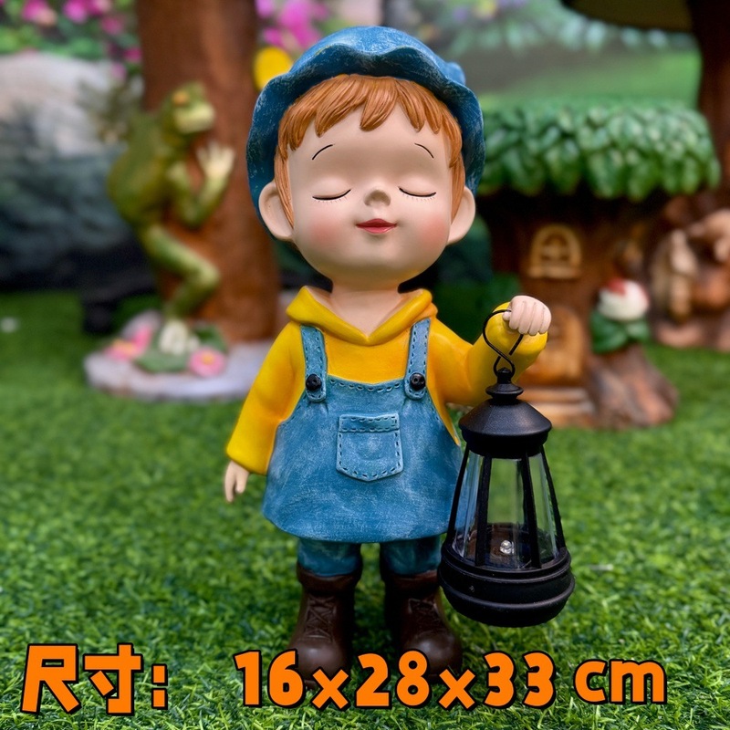 屋外ガーデン中庭手作りアメリカンカントリーハットガールランタンキャラクターバルコニーガーデンガーデニングオーナメント|undefined