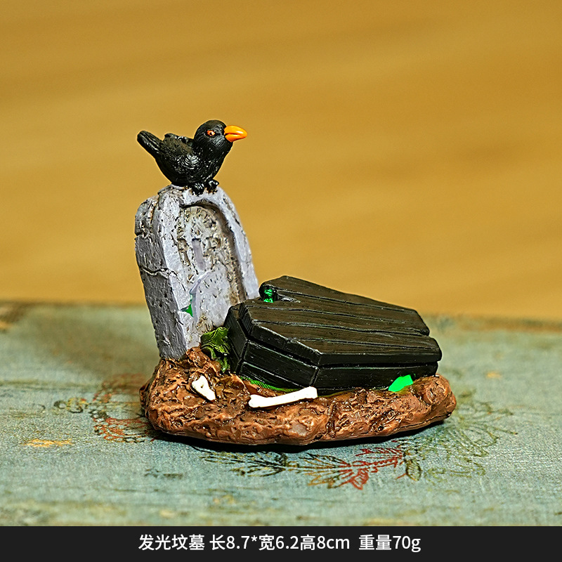 Árbol de Halloween encantado casa encantada mecedora adornos hechos a mano encantador decoración de escritorio fantasma hombre negro adornos de resina de automóvil