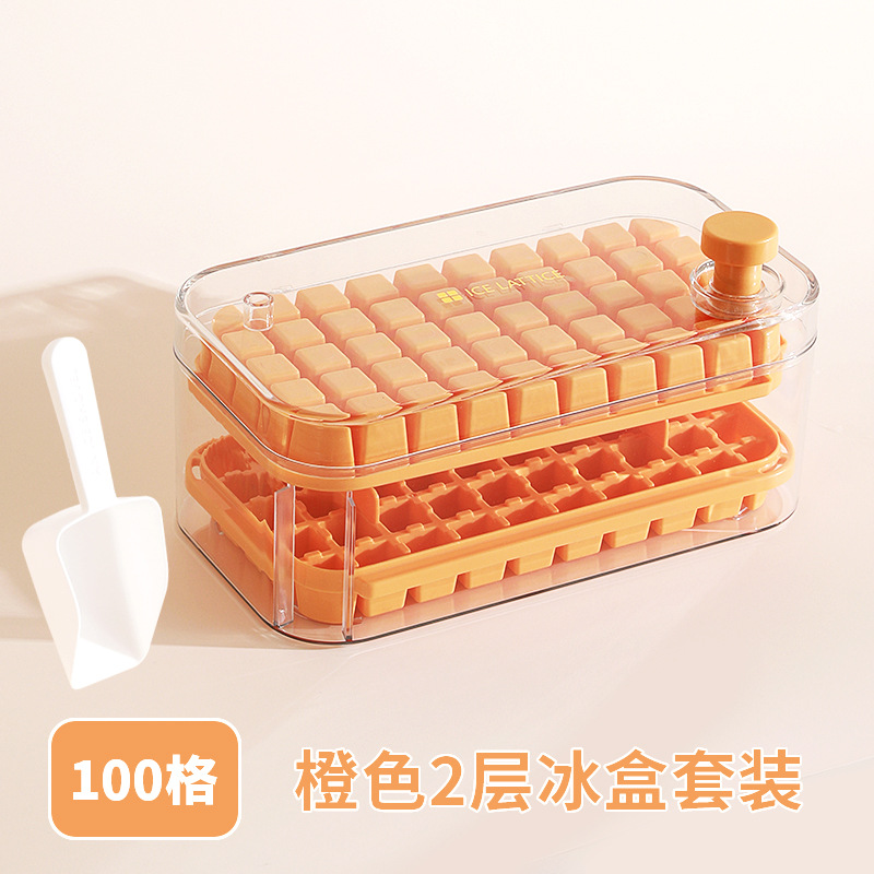 Presione la rejilla de hielo, cubitos de hielo, molde casero, fabricación de hielo, almacenamiento de gran capacidad, refrigerador doméstico de grado alimenticio con tapa