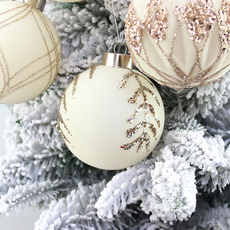Amazon nuevo producto transfronterizo 8cm Navidad decoración dibujada a mano set de bolas de Navidad colgante de árbol de Navidad
