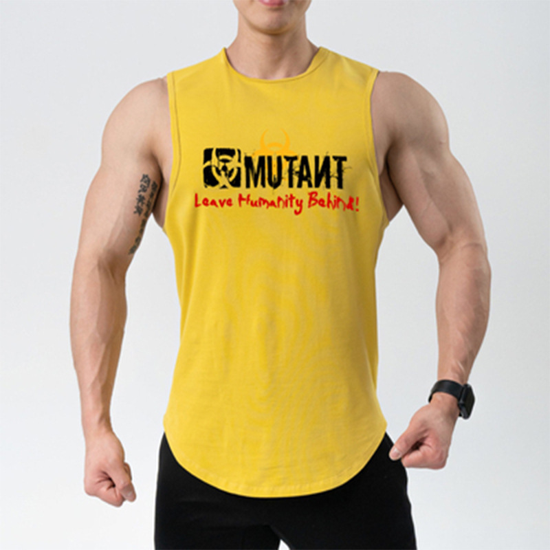 Summer sleeveless vest men's running basketball waistcoat training vest round neck sports short sleeve T-shirt cotton workout clothes