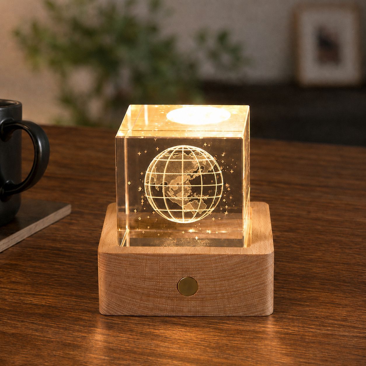 Lámpara de Noche de Cristal con Forma de Nube, Cubo Pequeño de Cristal, Adorno Creativo para Escritorio, Lámpara de Noche, Árbol de Cristal, Regalo para Niña, Transfronterizo