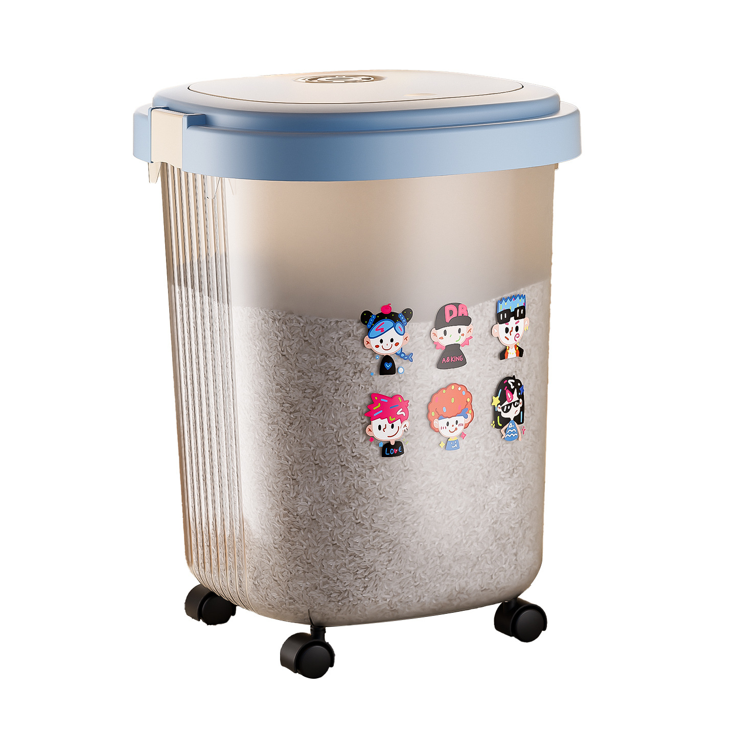 2025 nuevo barril de arroz doméstico a prueba de insectos a prueba de humedad barril de arroz sellado de gran capacidad caja de arroz barril de fideos de arroz con ruedas