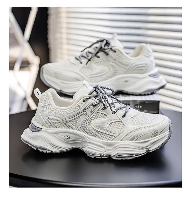 Summer New Dad Shoes Teen Trend Versatile Breathable Mesh Thick Sole Heightening Casual Sports Shoes_vogvips.com