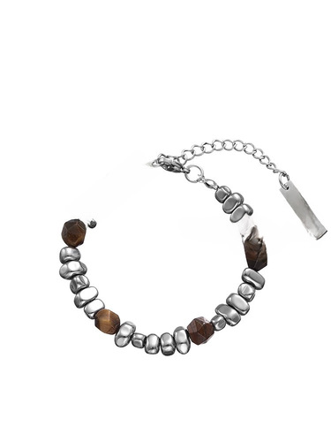 Bracelet men's broken silver spliced ​​silver gallstone bracelet women's Chinese simple retro design titanium steel high-end versatile accessories