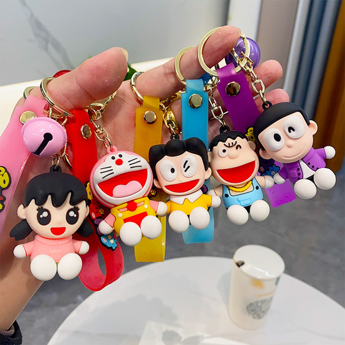 Cartoon Animation Doraemon Doraemon Doll Keychain Soft Plastic Accessories Blind Box Backpack Pendant Circle Chain Gift Small Wholesale