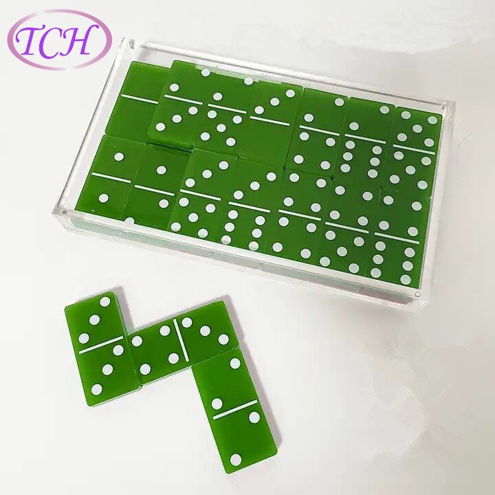 亚克力多米诺骨牌套装带盖透明亚克力储物盒旅行迷你多米诺骨牌