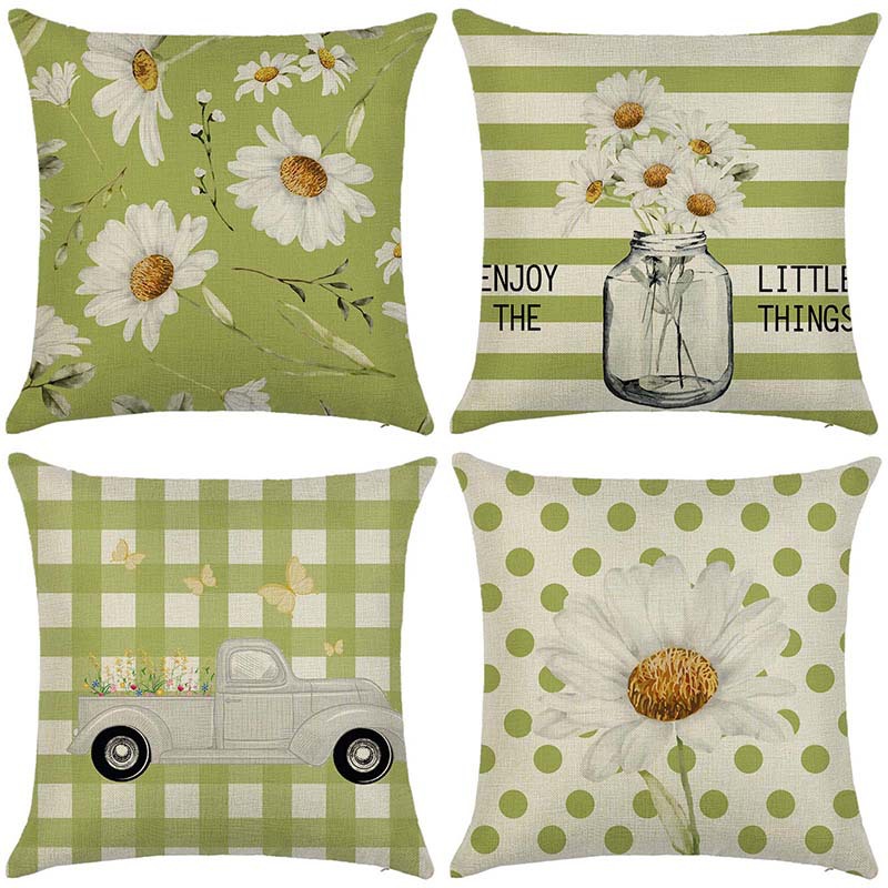 80g Weight Pillow Cases Home Textiles & Decor Type Linen Material Plant, Flower Pattern Pastoral Style Pastoral Plant Flower Linen Pillow Cases 1