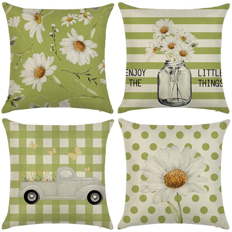 Pastoral Plant Flower Linen Pillow Cases display picture 2