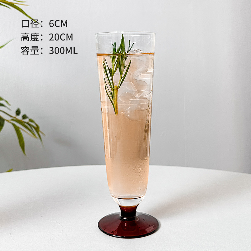 小衆ins琥珀底高足カップ高顔値個性シャンパンカップ砂氷カップジュースカップグラス|undefined