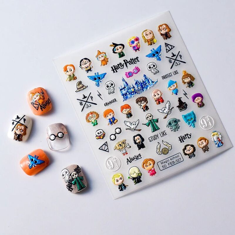 Cartoon 5D Nail Art Stickers Harry Potter Embossed Nail Art Stickers Hand Account Stickers Nail Stickers