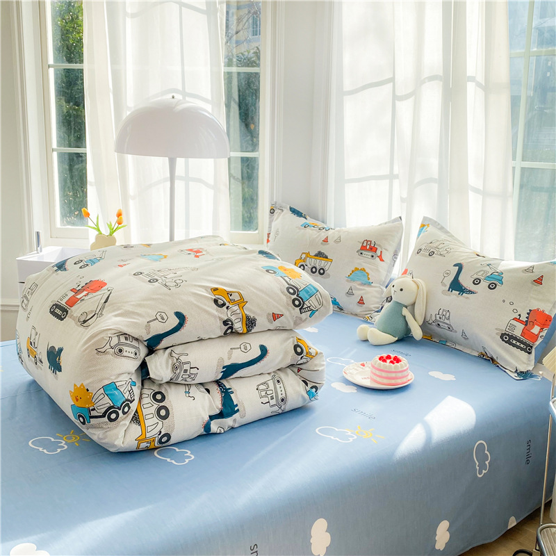 Un tipo de funda de edredón de algodón de algodón, funda de edredón, tela de una sola pieza, grado materno e infantil, funda de edredón individual, dibujos animados de verano