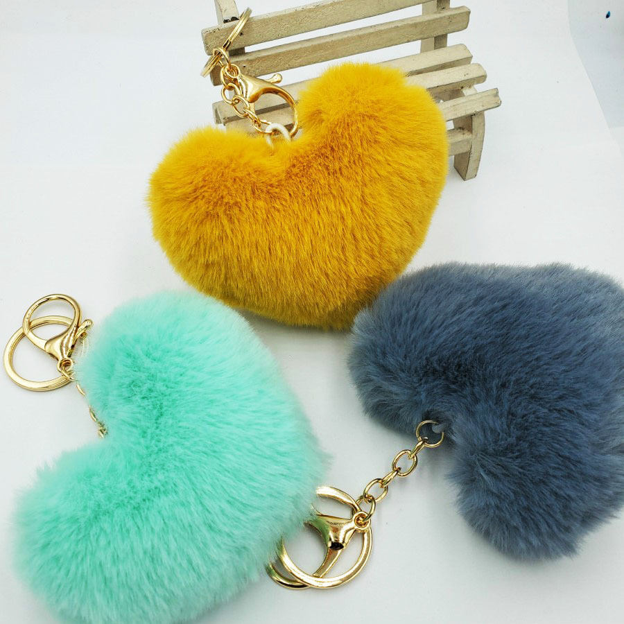 20g Weight Keychain Classification Plush, Metal Material Peach, Heart Pattern Unisex Gender Grey, Pink, Red, Green, Yellow, Black Color Peach Heart Keychain Plush Metal Unisex Keychain 无