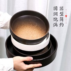 劍山插花器皿花道日式禪意陶瓷花盤中式圓盤插花器小原流花盆