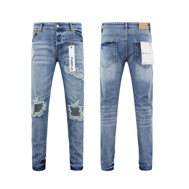 PURPLE BRAND JEANS美潮高街男士休闲破洞设计款修身显瘦牛仔长裤|undefined