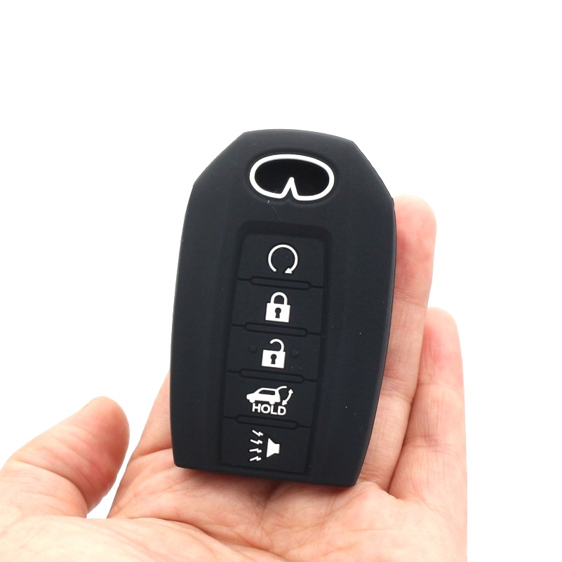 인피니티 자동차 키 커버 5 버튼 소프트 고무 키 쉘 실리콘 리모컨 커버 재고
