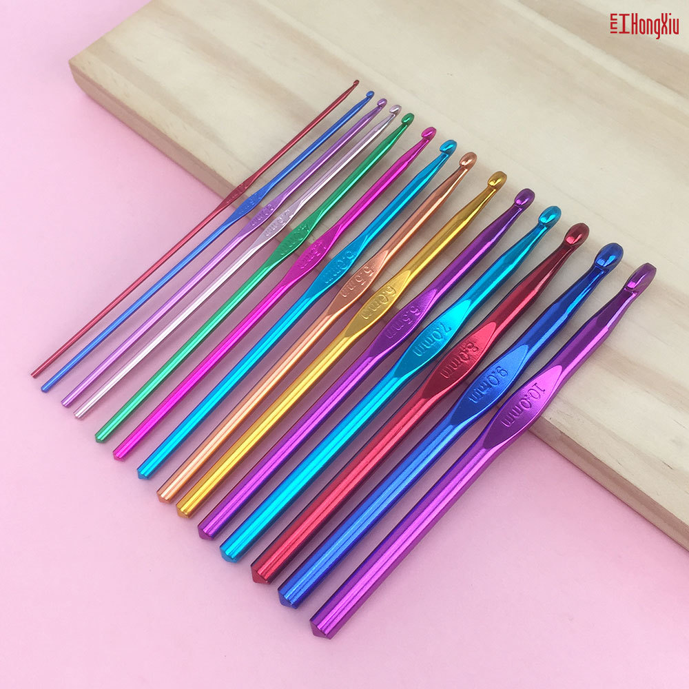 Color aleación de aluminio oxidación crochet traje metal color aluminio ganchillo 14 22 tejer crochet herramientas al por mayor