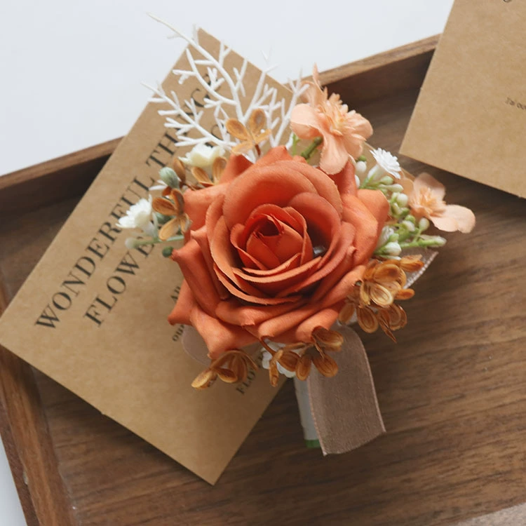 艺雅阁 2436 wedding floral simulation flower business celebration opening guest corsage corsage hand flower orange