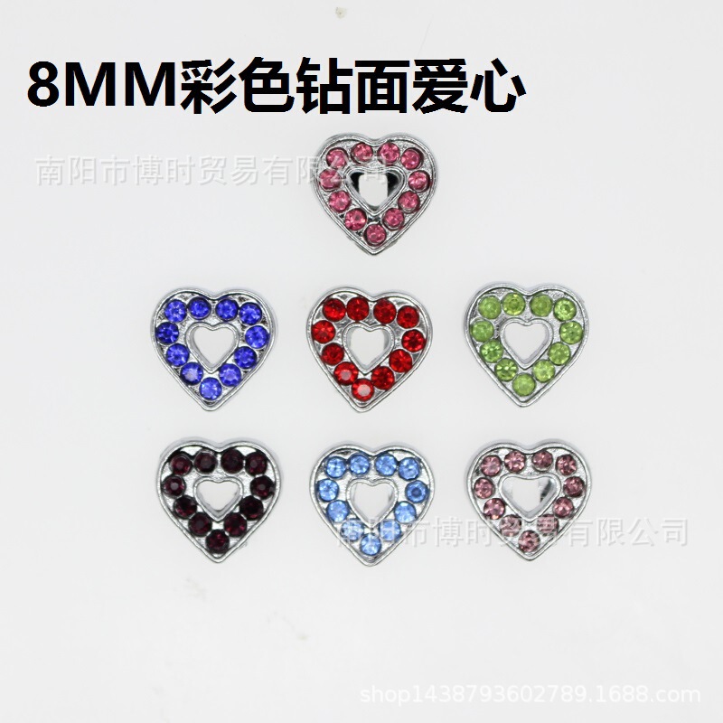 DIY Metal Accessories 8mm Aperture Key Chain Wrist Strap Collar Color Diamond Face Love Jewelry Accessories Wear Belt