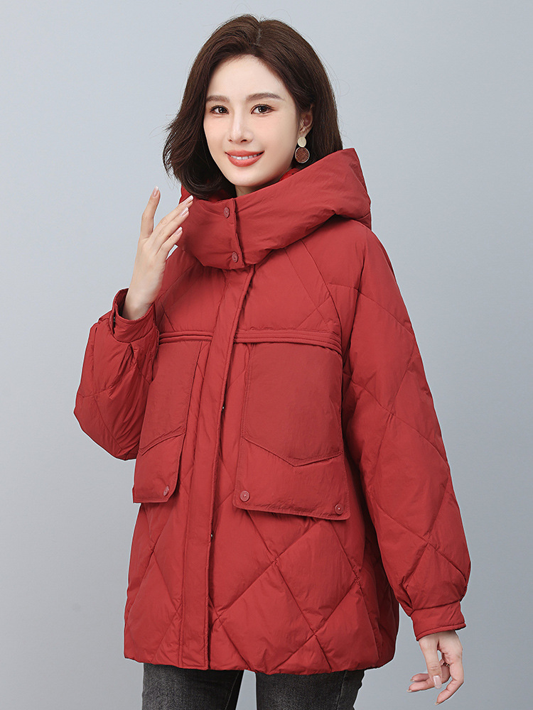 plus size Loose Long Hooded White Duck Down Jacket 2024 Winter New Women's Thickened Warm Middle-aged Cotton-padded Jacket