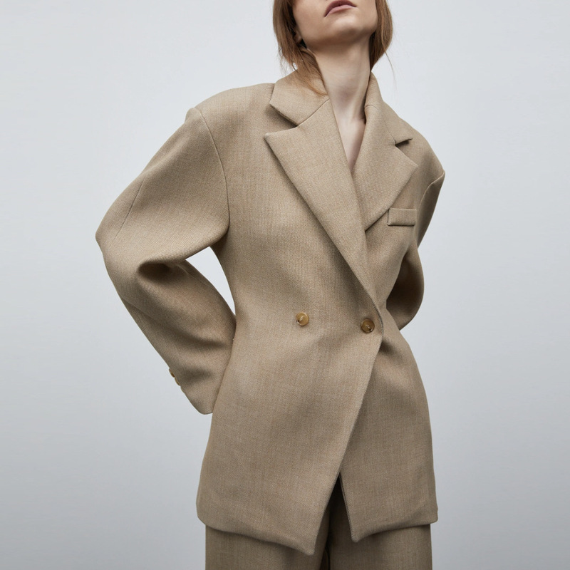 Independent Station New 2024 Autumn and Winter Women's Suit European and American Cross-border High-grade Luxury Elegant Lapel Loose Jacket