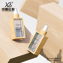 厂家可定制100ml木框透明喷雾瓶pet塑料瓶小喷壶酒精喷瓶分装瓶