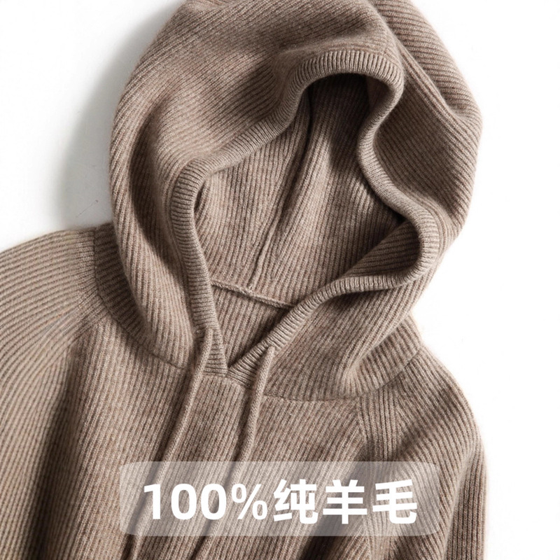 Off-Season Clearance Autum Hooded Sweatshirt Women's Cashmere Knitwear Knitwear Hoodie Loose Bottoming Woolen Knitwear Large Size Knitwear