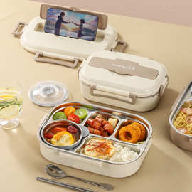 304不锈钢饭盒学生上学专用分格餐盒餐具上班族分隔便携便当盒