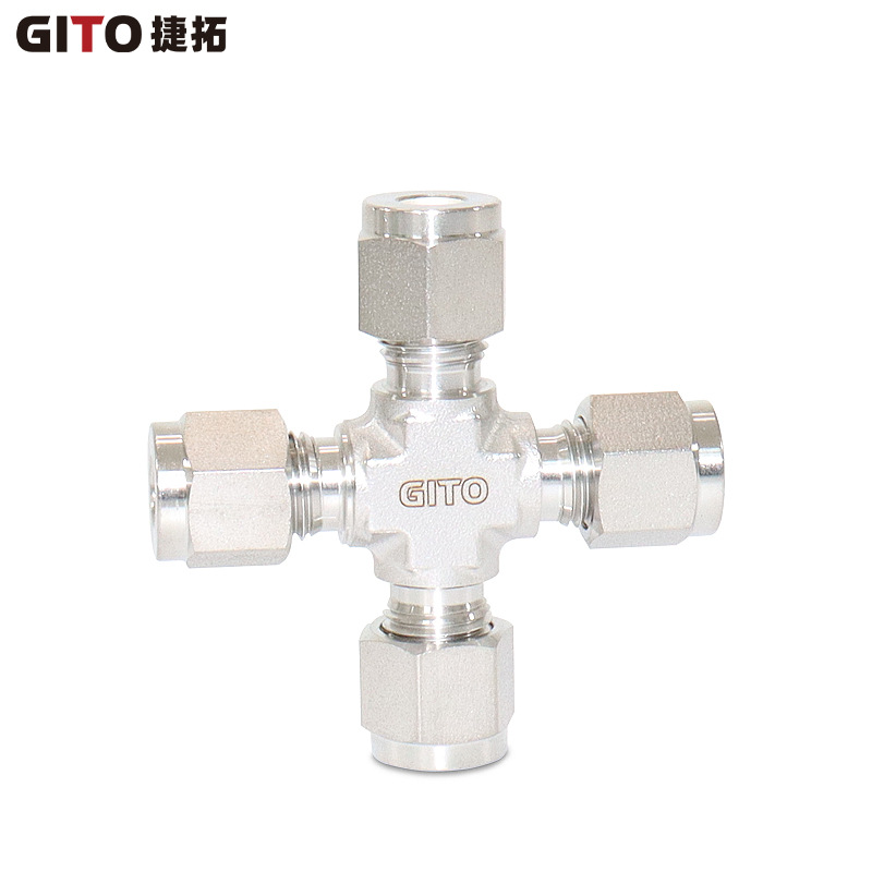 不锈钢高压卡套四通接头 SS316L管接头