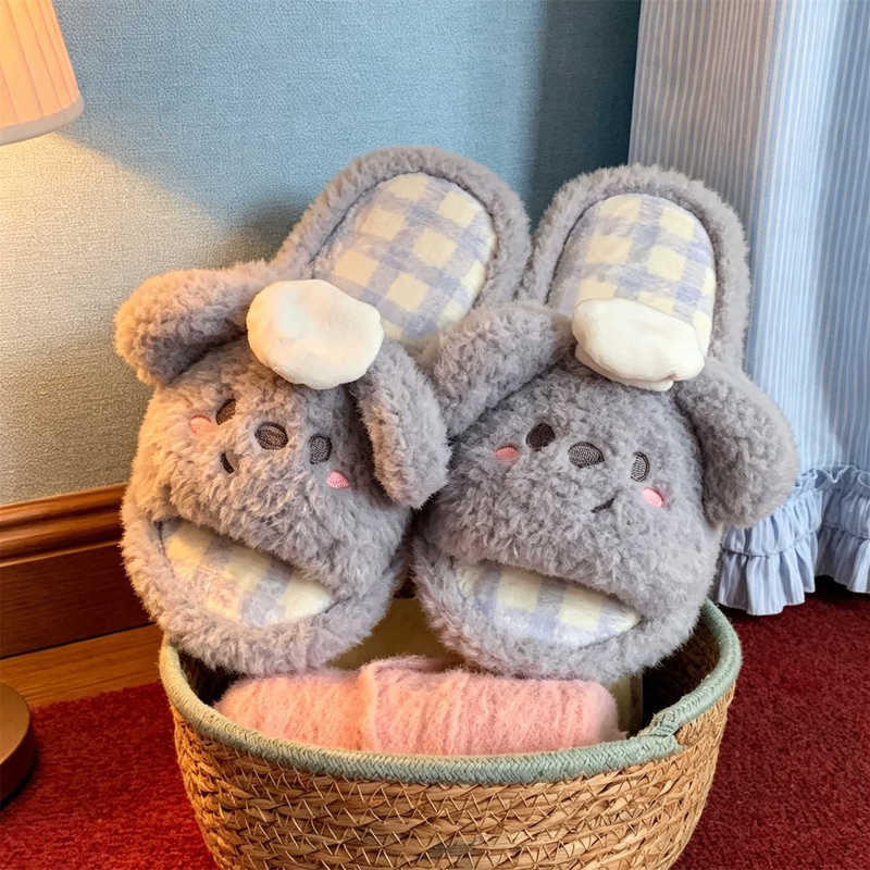 Cute Cartoon Chef Hat Koala Cotton Slippers, Comfortable and Warm for Autumn and Winter, Women's Student Bedroom Slip-On Furry Slippers