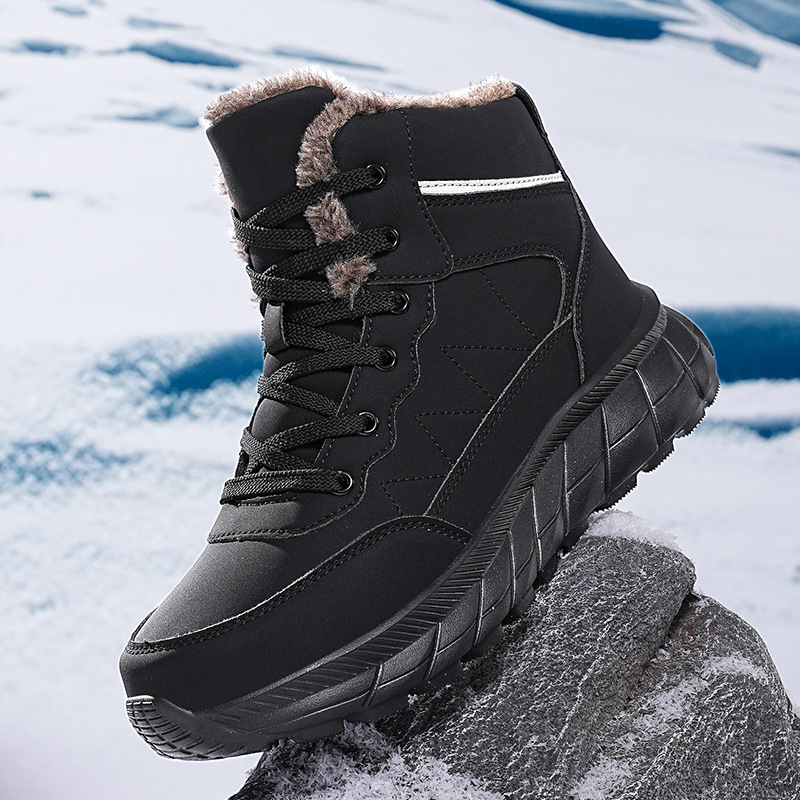 Botas de nieve transfronterizas de gran tamaño para hombres con terciopelo grueso antideslizante impermeable invierno calentado para hombres zapatos de algodón al aire libre del noreste