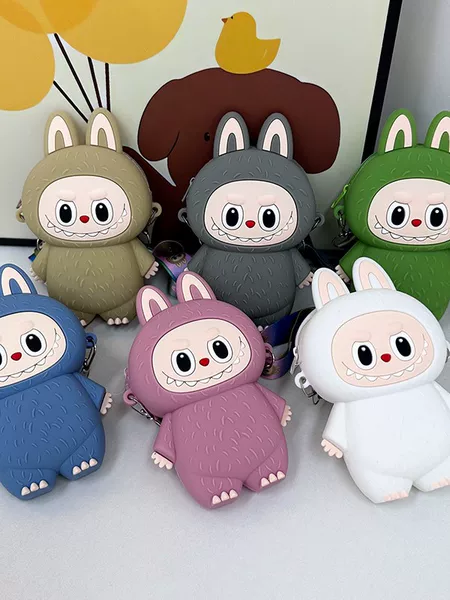 Coin Purse Rabbit Cartoon Silicone Coin Bag for Girls Colorful Mini Crossbody Bag Card Holder Childlike Cute Waterproof