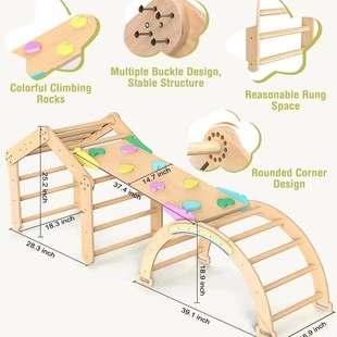 Creative Children's Solid Wood Climbing Frame Combination Slide Kindergarten Wooden Climbing Frame Baby Swing Slide Combination
