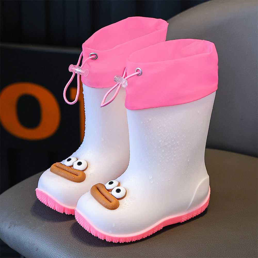 Children's Rain Boots Boys' Cartoon Rain Boots Middle Barrel Girls 3-year-old Primary School Students Dinosaur Water Shoes Baby Non-slip Children