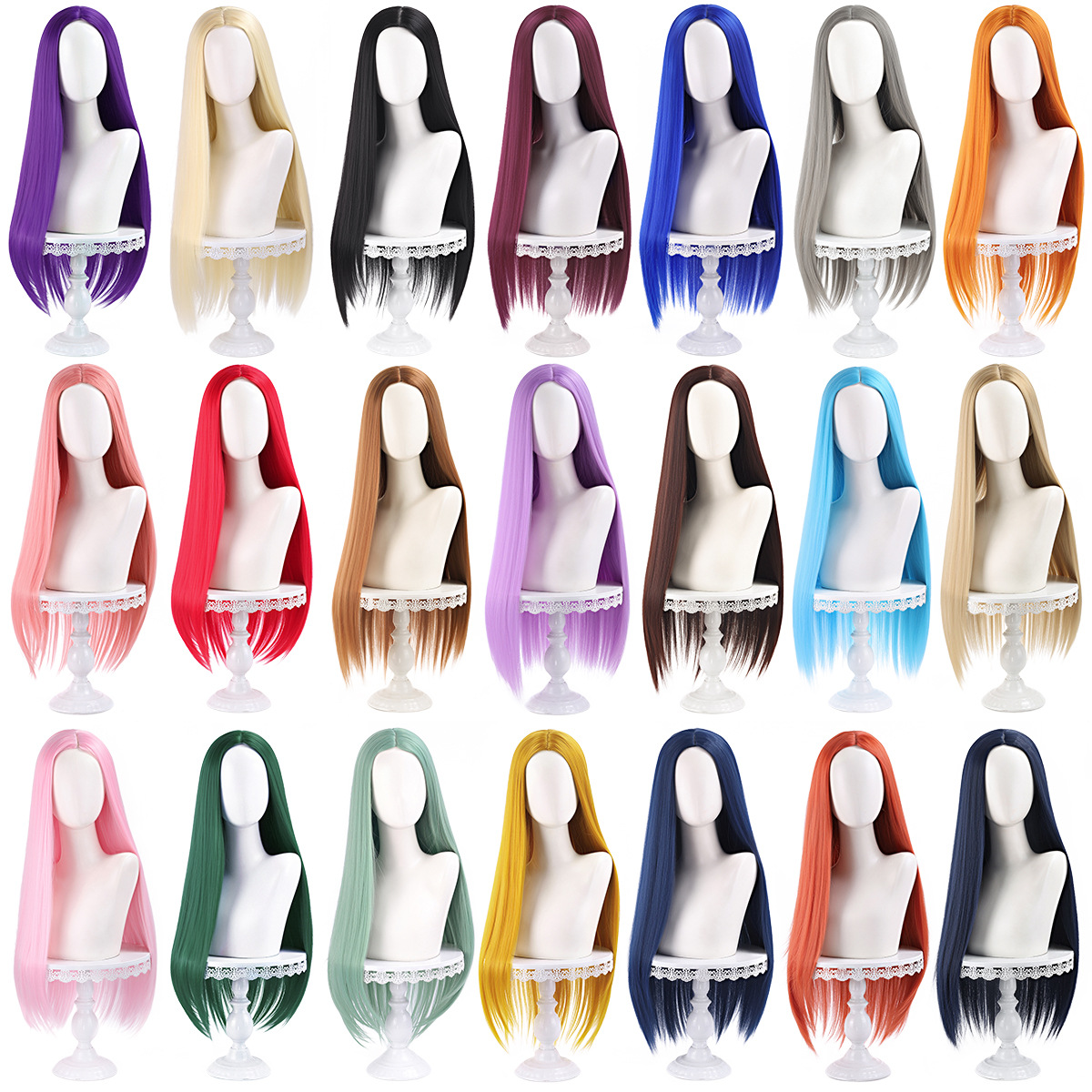 Zu Sheng Da Cosplay Universele Pruik met Middenscheiding, Zwart, Lang, Steil Haar, 80CM Anime Pruik, Fabrikant Groothandel_voghion.com