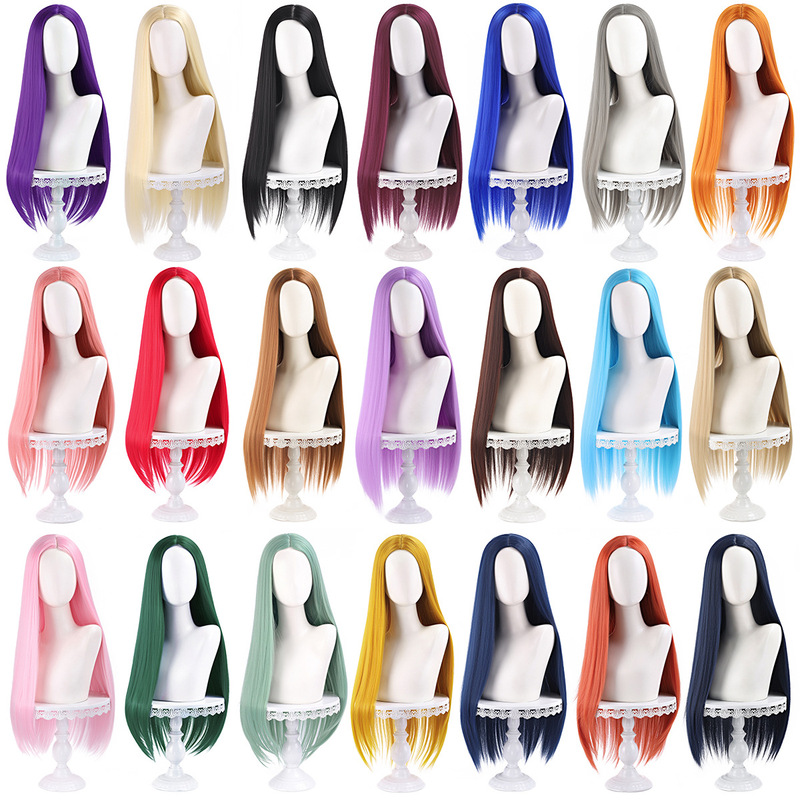 Main Shengda cosplay wig universal split scalp black long straight hair 80CM animation wig manufacturers wholesale