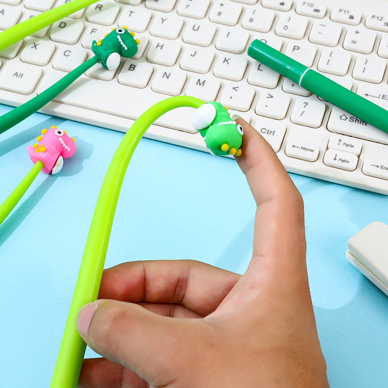 Pequeño dinosaurio agitando bolígrafo de gel, pegamento suave, regalo para estudiantes, bolígrafo creativo, papelería de Yiwu, bolígrafo de gel oscilante al por mayor