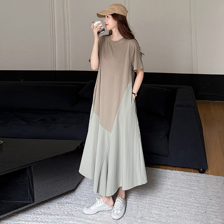 6200 # Real Shot of Summer New Style/Plus Size Long A-Line Dress with Irregular Hem and Pockets, Short-Sleeve Dress 6200 # Real Shot of Summer New Style/Plus Size Long A-Line Dress with Irregular Hem and Pockets, Short-Sleeve Dress