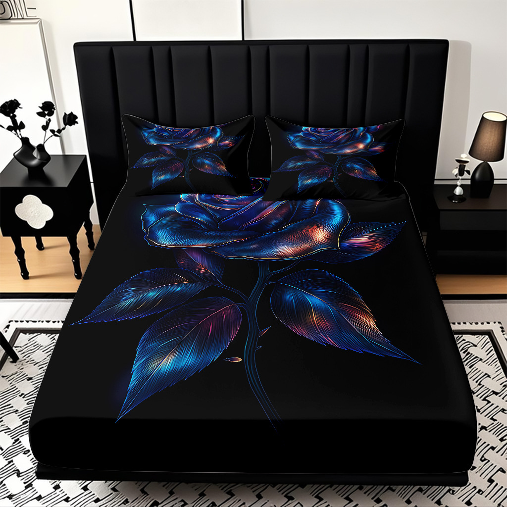 TEMU / JIT serie de flores de rosa multicolor 3D impresión digital set de cama para diseñar el fabricante de la fuente