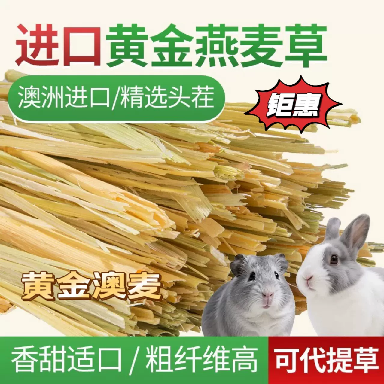 精筛普挑澳洲燕麦草黄金优选超高纤维黄金豆豆兔子草提摩西平替