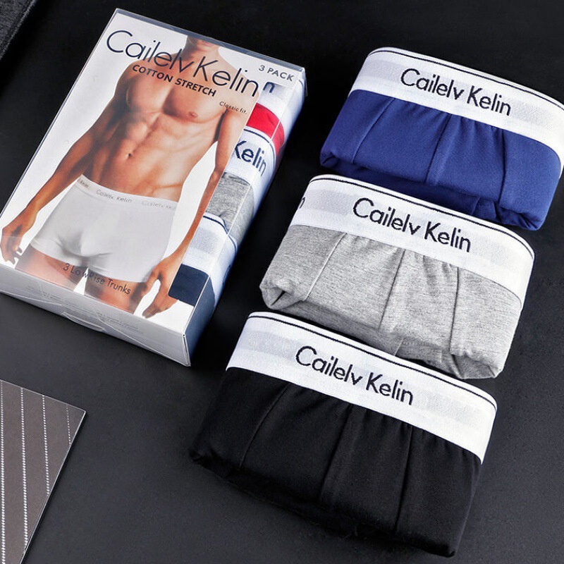 C Brand Genuine Version Youth Pure Cotton White-Edged Boxer Briefs Men's Underwear Gift Box Three-Pack Cross-Border Hot Item