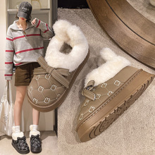 可爱兔耳朵包跟棉拖鞋女外穿2024秋冬新款保暖防滑踩屎感毛绒拖鞋