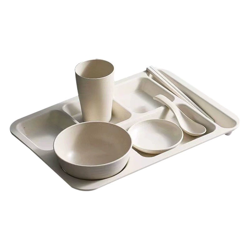 Креативная обеденная тарелка из пшеничной соломы, бытовая диэлектрическая тарелка для взрослых и студентов, утолщенная столовая тарелка для риса, чашка и блюдце