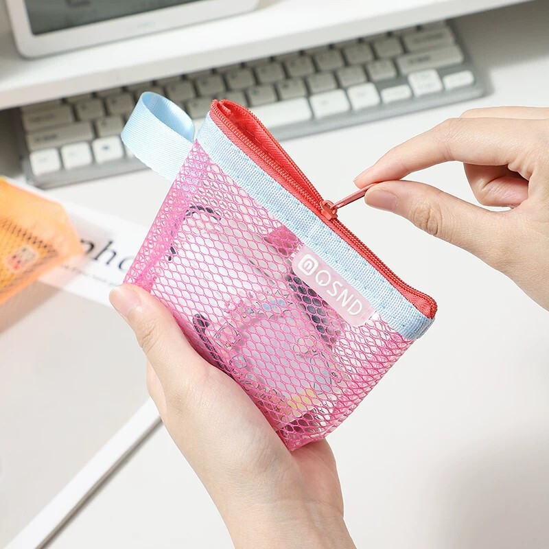 Mesh color-blocked coin purse, portable earphone case, triangular bag, mesh key case, card holder, miscellaneous storage bag, small bag Mesh color-blocked coin purse, portable earphone case, triangular bag, mesh key case, card holder, miscellaneous storage bag, small bag
