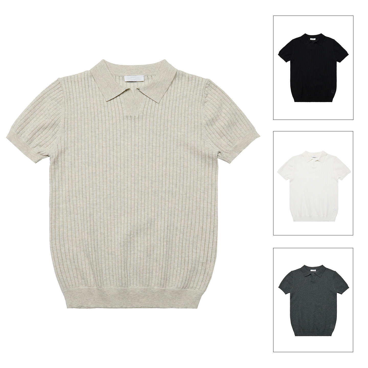Old Money Cleanfit Straight Shoulder Seagull Collar Small V-Neck Short-Sleeve T-Shirt 26 Summer Comfortable Striped Knit Tee Unisex