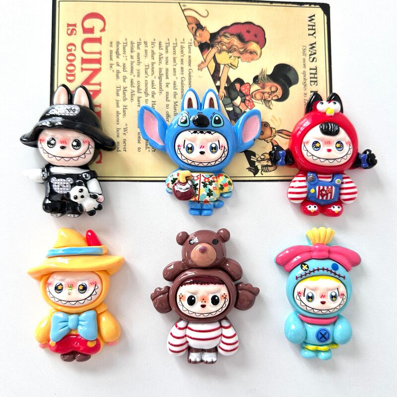 新しい漫画かわいいラブブ半透明ソリッドカラー冷蔵庫マグネット樹脂アクセサリー三次元装飾磁気ステッカー|undefined