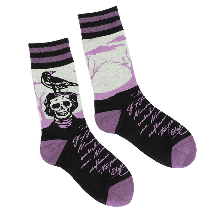 Unisex Gothic Crow Human Cotton Crew Socks A Pair display picture 7