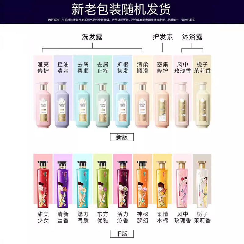 百雀羚三生花洗发水沐浴露精油香氛去屑控油清爽持久留香套装正品|undefined